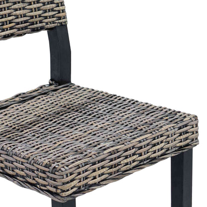 vidaXL Dining Chair 2 pcs Kubu Rattan Black Wash 46 x 55 x 84 cm