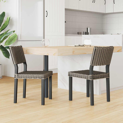 vidaXL Dining Chair 2 pcs Kubu Rattan Black Wash 46 x 55 x 84 cm