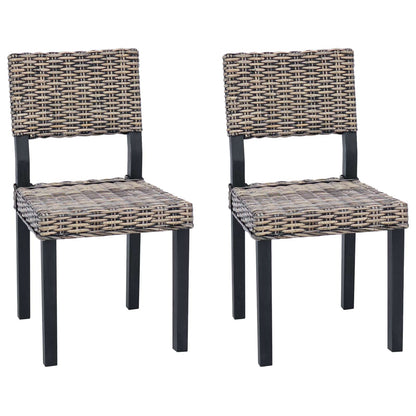 vidaXL Dining Chair 2 pcs Kubu Rattan Black Wash 46 x 55 x 84 cm