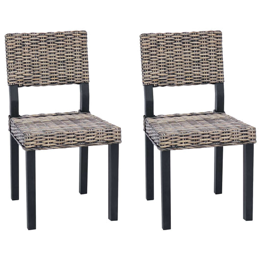 vidaXL Dining Chair 2 pcs Kubu Rattan Black Wash 46 x 55 x 84 cm