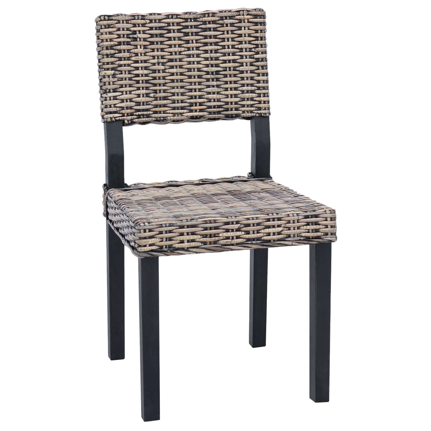 vidaXL Dining Chair 2 pcs Kubu Rattan Black Wash 46 x 55 x 84 cm