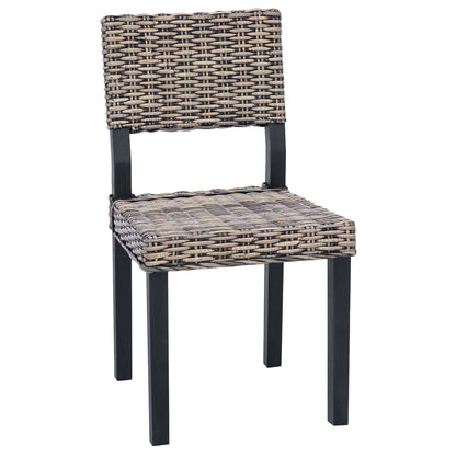 vidaXL Dining Chair 2 pcs Kubu Rattan Black Wash 46 x 55 x 84 cm