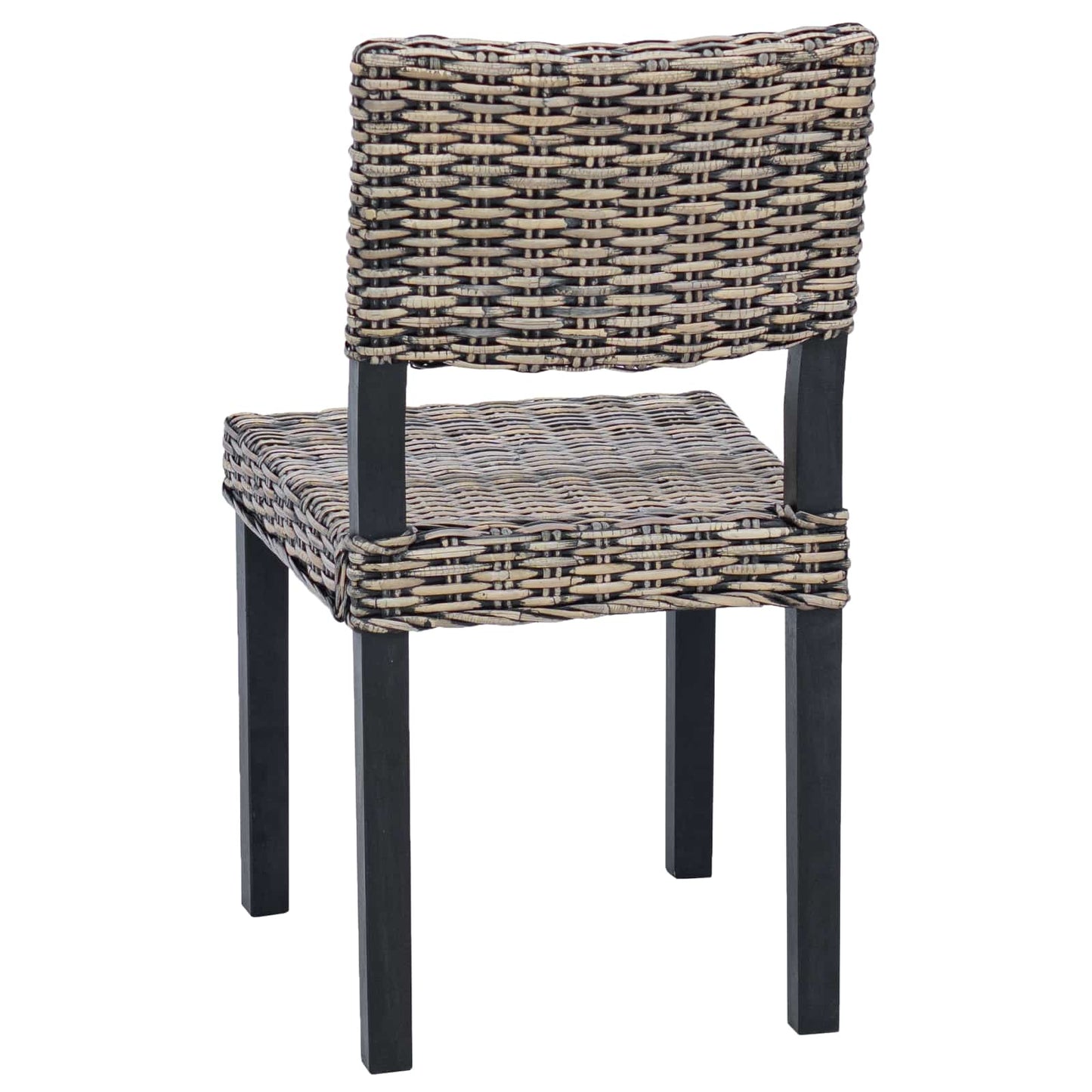 vidaXL Dining Chair 2 pcs Kubu Rattan Black Wash 46 x 55 x 84 cm