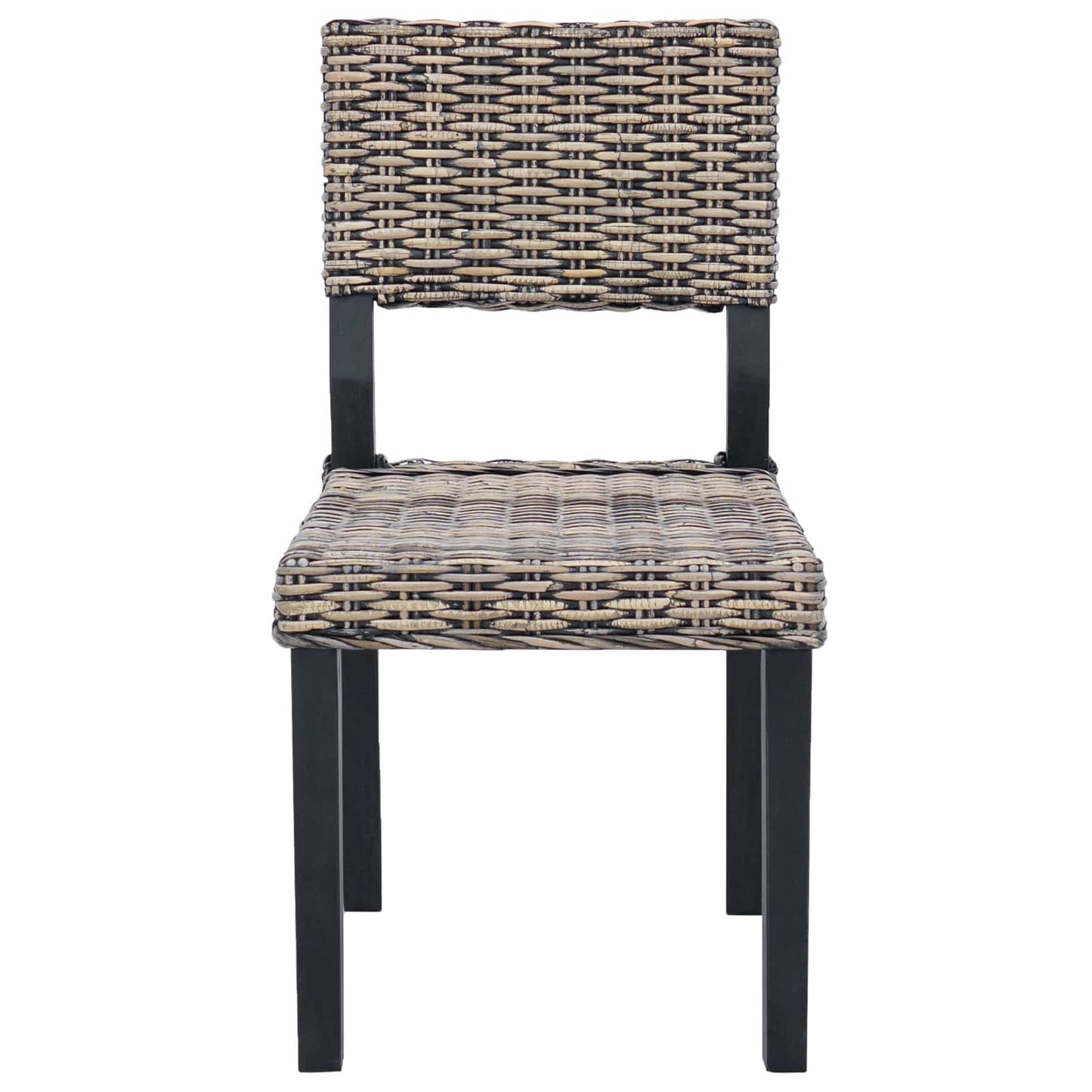 vidaXL Dining Chair 2 pcs Kubu Rattan Black Wash 46 x 55 x 84 cm