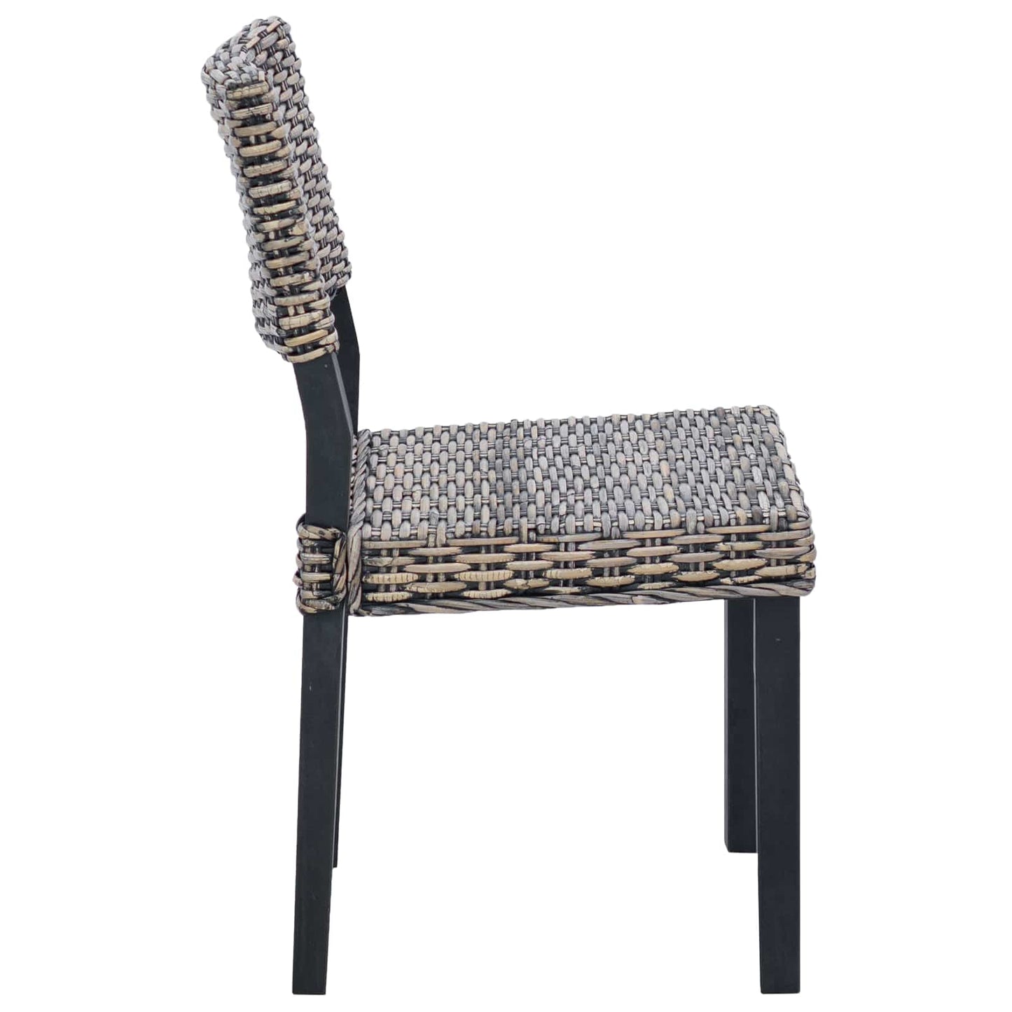 vidaXL Dining Chair 2 pcs Kubu Rattan Black Wash 46 x 55 x 84 cm