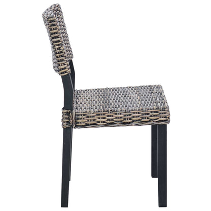 vidaXL Dining Chair 2 pcs Kubu Rattan Black Wash 46 x 55 x 84 cm