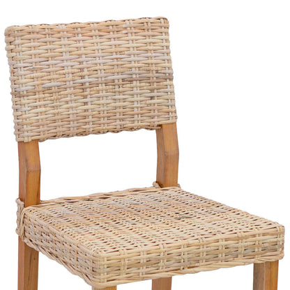 vidaXL Dining Chair 2 pcs Kubu Rattan Natural 46 x 55 x 84 cm