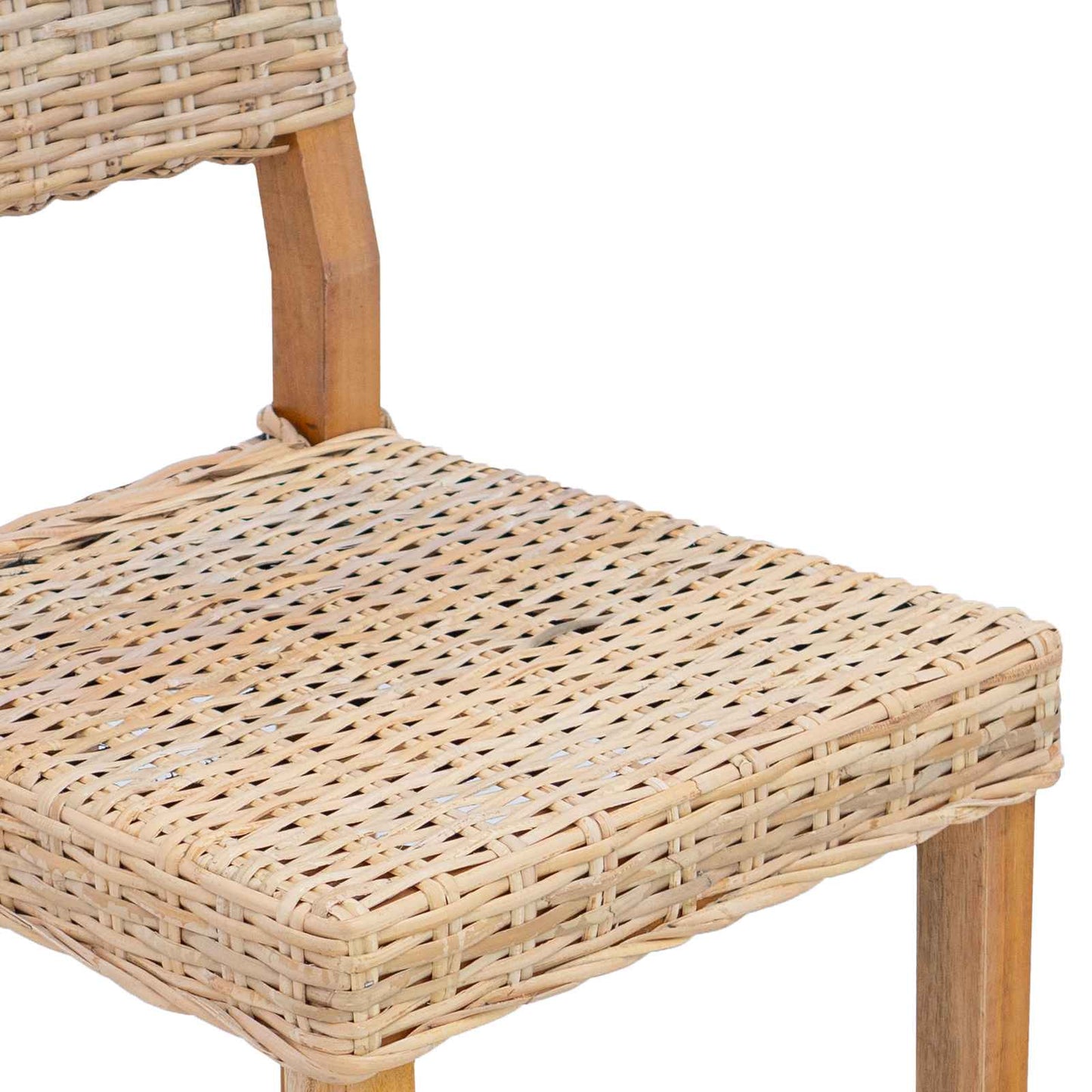 vidaXL Dining Chair 2 pcs Kubu Rattan Natural 46 x 55 x 84 cm
