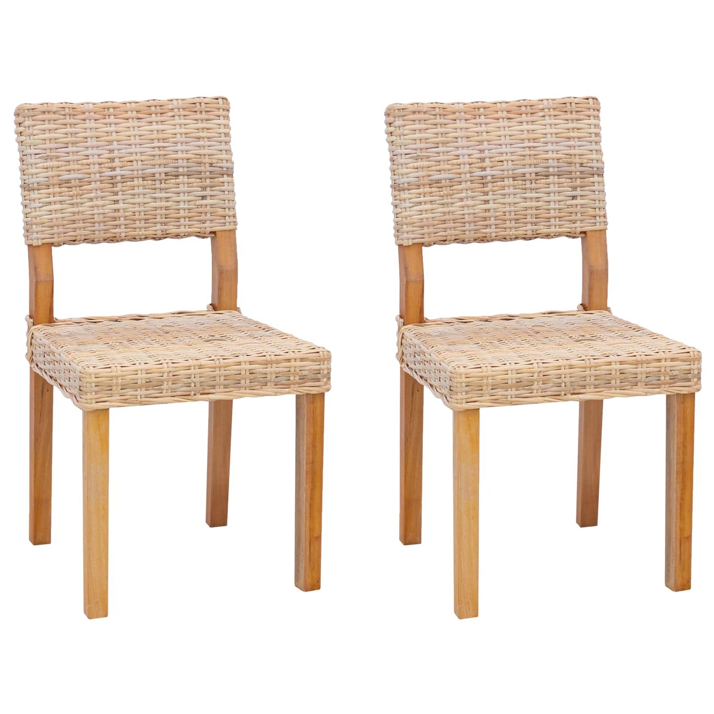 vidaXL Dining Chair 2 pcs Kubu Rattan Natural 46 x 55 x 84 cm