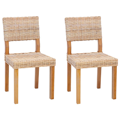 vidaXL Dining Chair 2 pcs Kubu Rattan Natural 46 x 55 x 84 cm