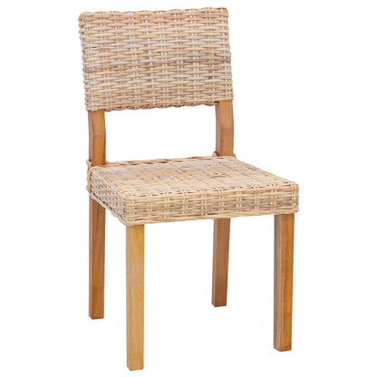 vidaXL Dining Chair 2 pcs Kubu Rattan Natural 46 x 55 x 84 cm