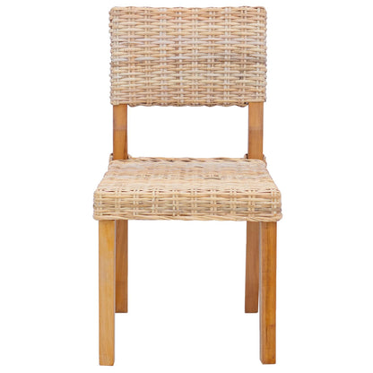 vidaXL Dining Chair 2 pcs Kubu Rattan Natural 46 x 55 x 84 cm