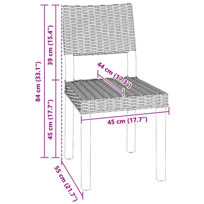 vidaXL Dining Chair 2 pcs Kubu Rattan Natural 46 x 55 x 84 cm