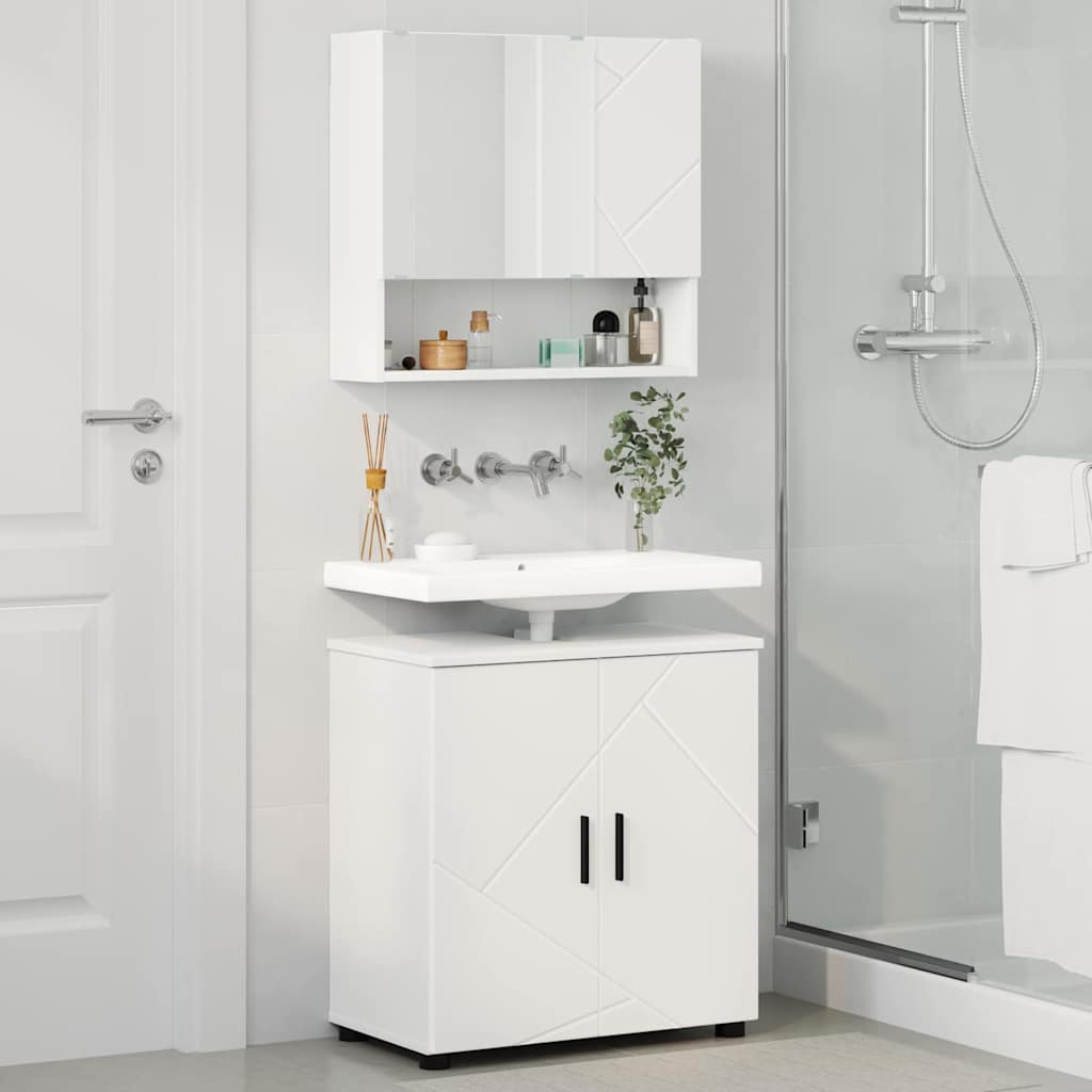 vidaXL Bathroom Furniture Set 2 pcs White Engineered wood & Metal