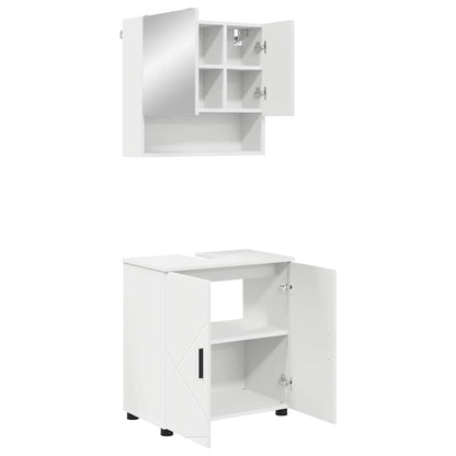 vidaXL Bathroom Furniture Set 2 pcs White Engineered wood & Metal