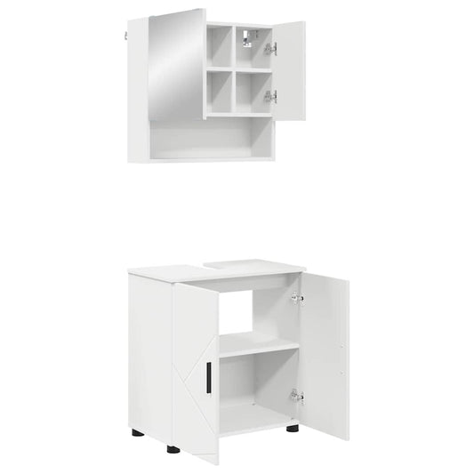 vidaXL Bathroom Furniture Set 2 pcs White Engineered wood & Metal