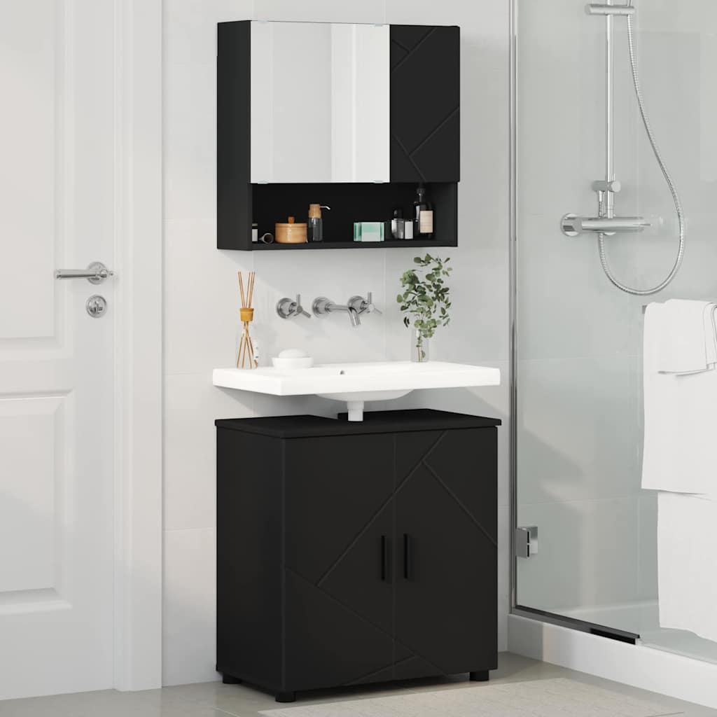 vidaXL Bathroom Furniture Set 2 pcs Black 61 x 35 x 64 cm