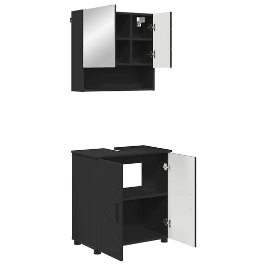 vidaXL Bathroom Furniture Set 2 pcs Black 61 x 35 x 64 cm