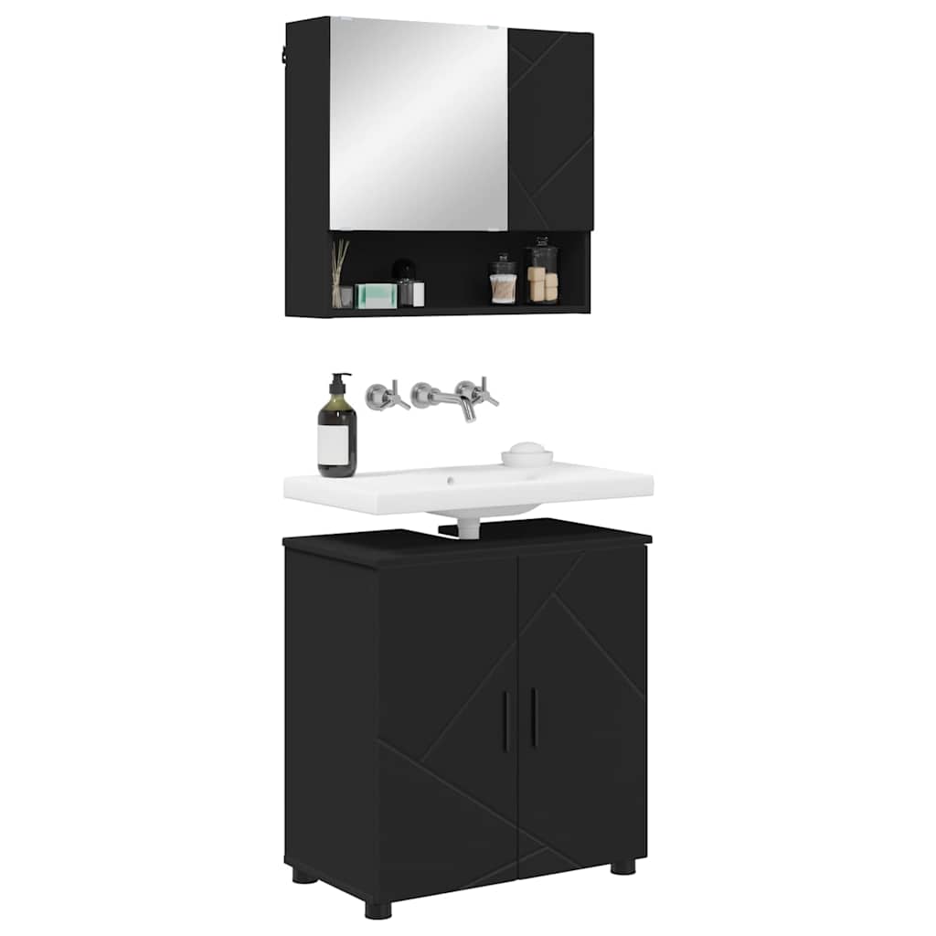 vidaXL Bathroom Furniture Set 2 pcs Black 61 x 35 x 64 cm