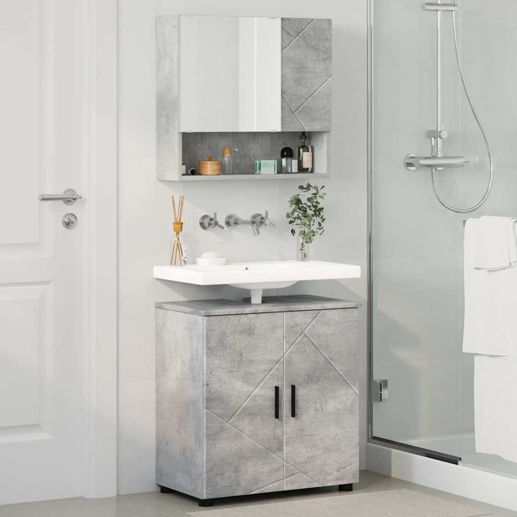 vidaXL Bathroom Furniture Set Wall-mounted 2 pcs Concrete Grey