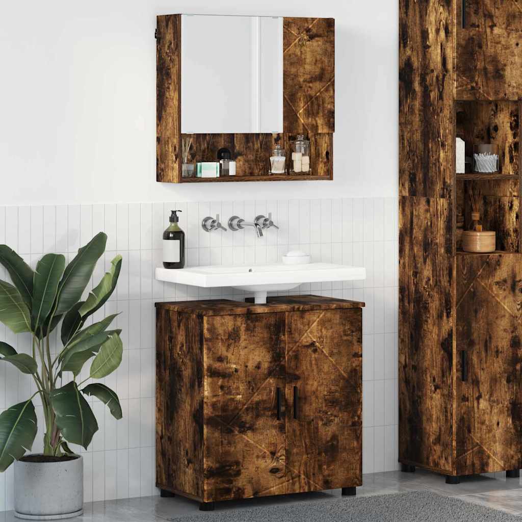 vidaXL Bathroom Furniture Set 2 pcs Smoked Oak 61 x 35 x 64 cm