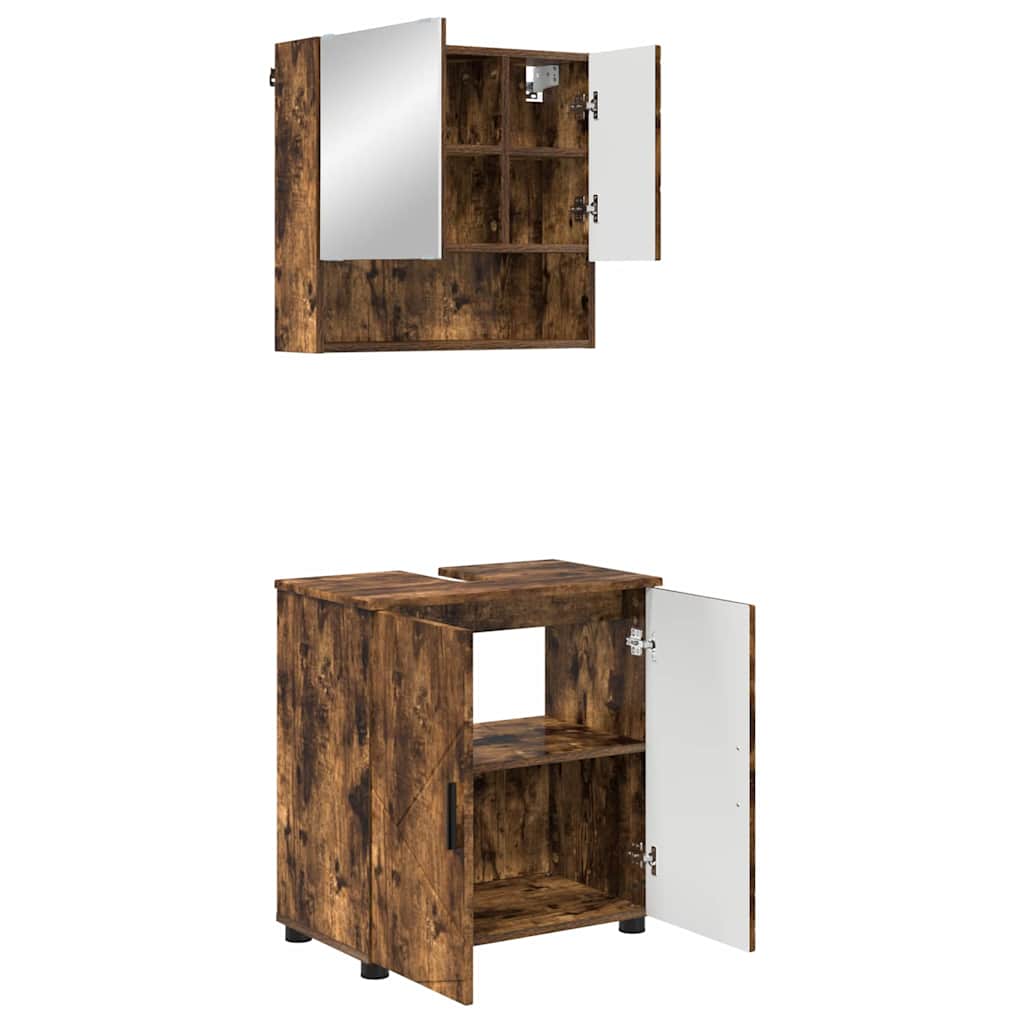 vidaXL Bathroom Furniture Set 2 pcs Smoked Oak 61 x 35 x 64 cm