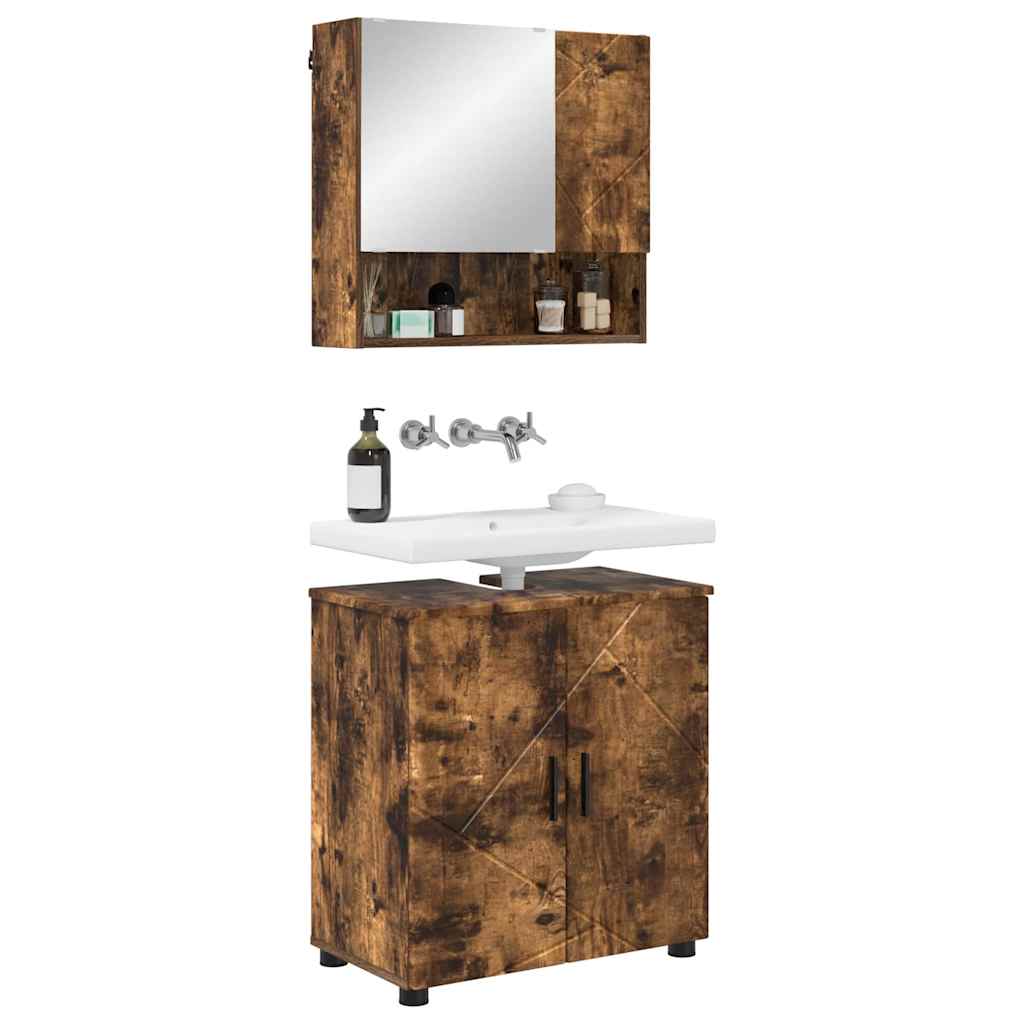 vidaXL Bathroom Furniture Set 2 pcs Smoked Oak 61 x 35 x 64 cm