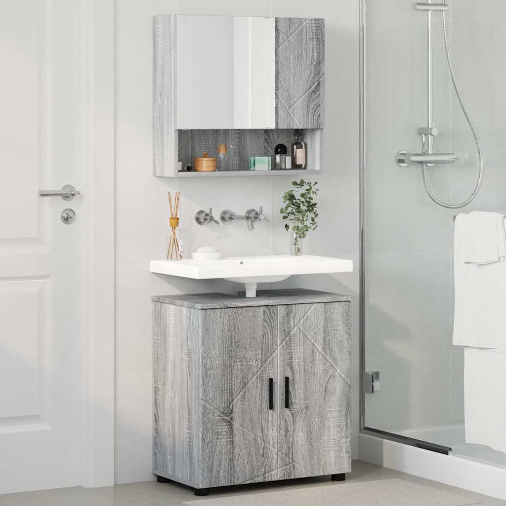 vidaXL Bathroom Furniture Set 2 pcs Grey Sonoma 61 x 35 x 64 cm