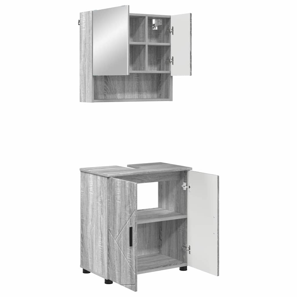 vidaXL Bathroom Furniture Set 2 pcs Grey Sonoma 61 x 35 x 64 cm