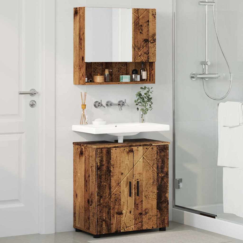 vidaXL Bathroom Furniture Set 2 pcs Old Wood 61 x 35 x 64 cm