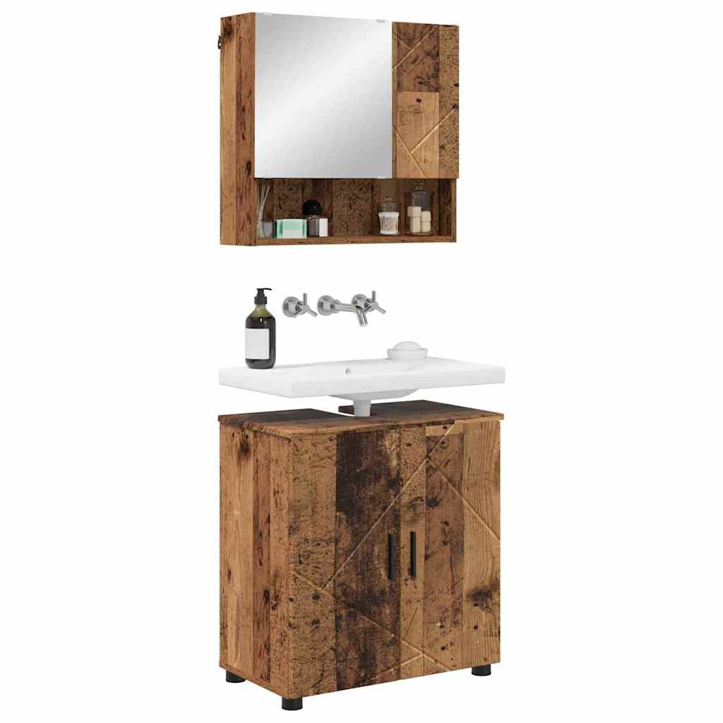 vidaXL Bathroom Furniture Set 2 pcs Old Wood 61 x 35 x 64 cm