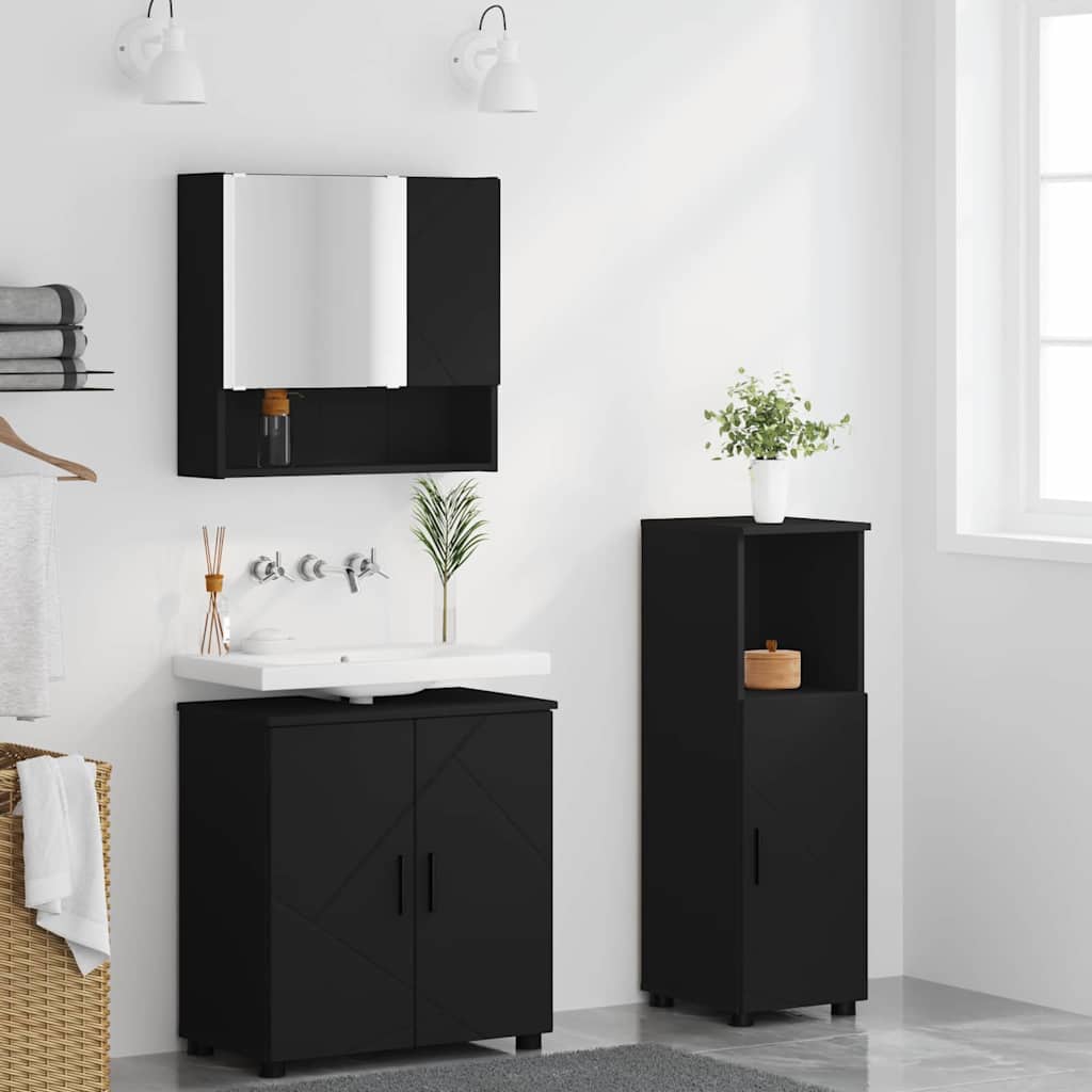 vidaXL Bathroom Furniture Set 3 pcs Black 61 x 35 x 64 cm