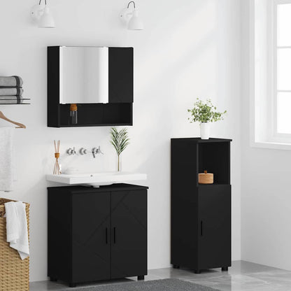 vidaXL Bathroom Furniture Set 3 pcs Black 61 x 35 x 64 cm