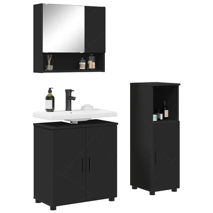 vidaXL Bathroom Furniture Set 3 pcs Black 61 x 35 x 64 cm