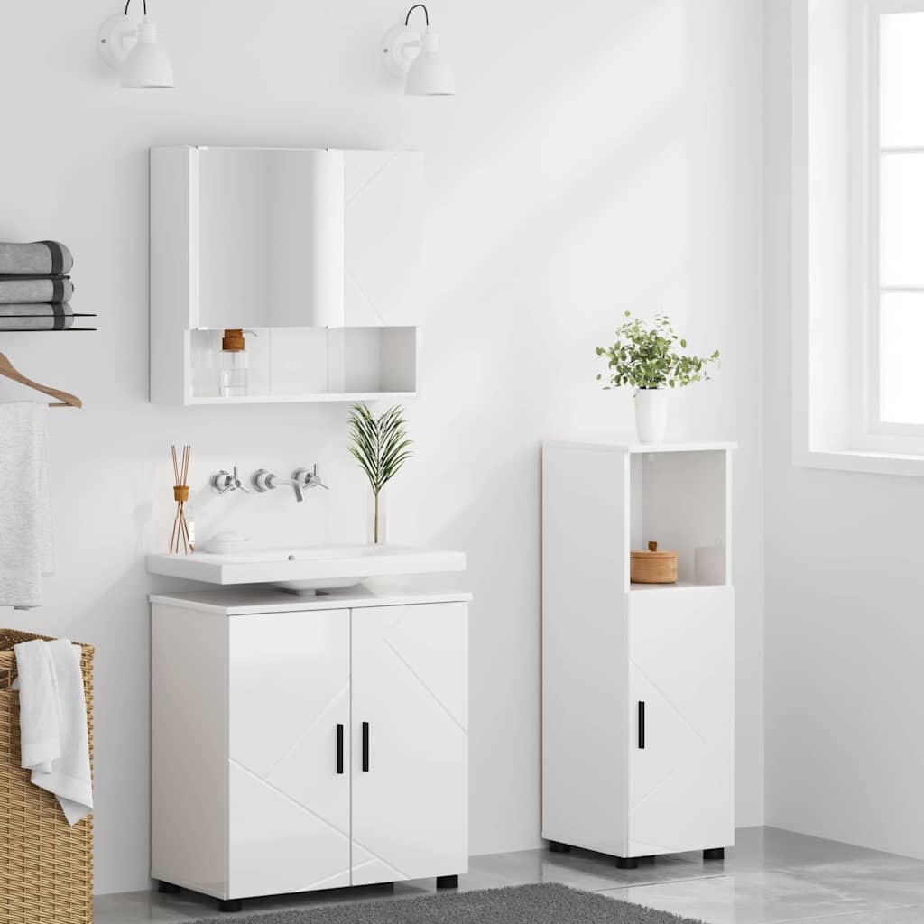 vidaXL Bathroom Furniture Set Wall-mounted 3 pcs High Gloss White