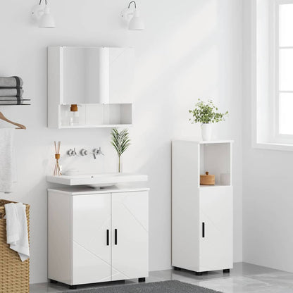 vidaXL Bathroom Furniture Set Wall-mounted 3 pcs High Gloss White