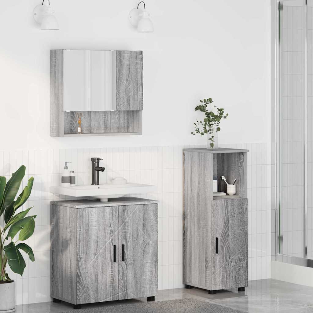 vidaXL Bathroom Furniture Set 3 pcs Grey Sonoma 61 x 35 x 64 cm