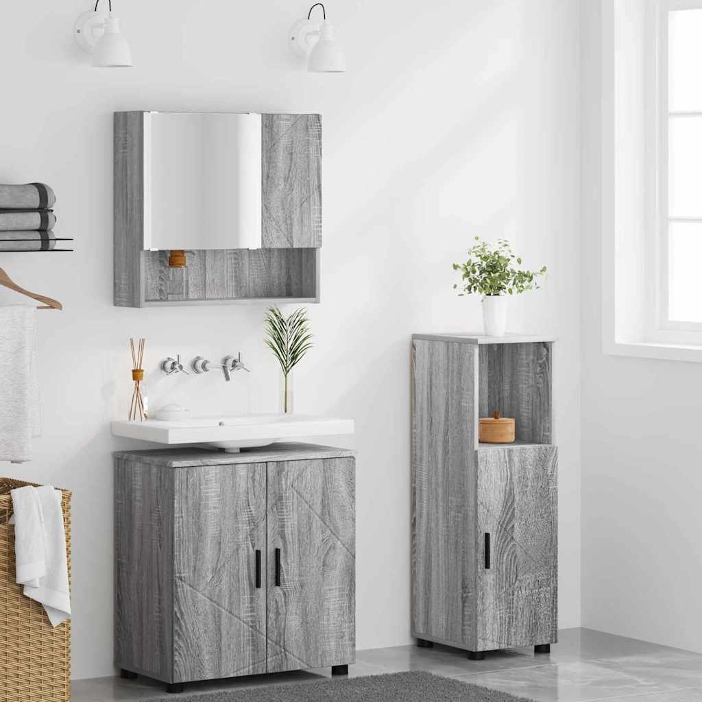 vidaXL Bathroom Furniture Set 3 pcs Grey Sonoma 61 x 35 x 64 cm
