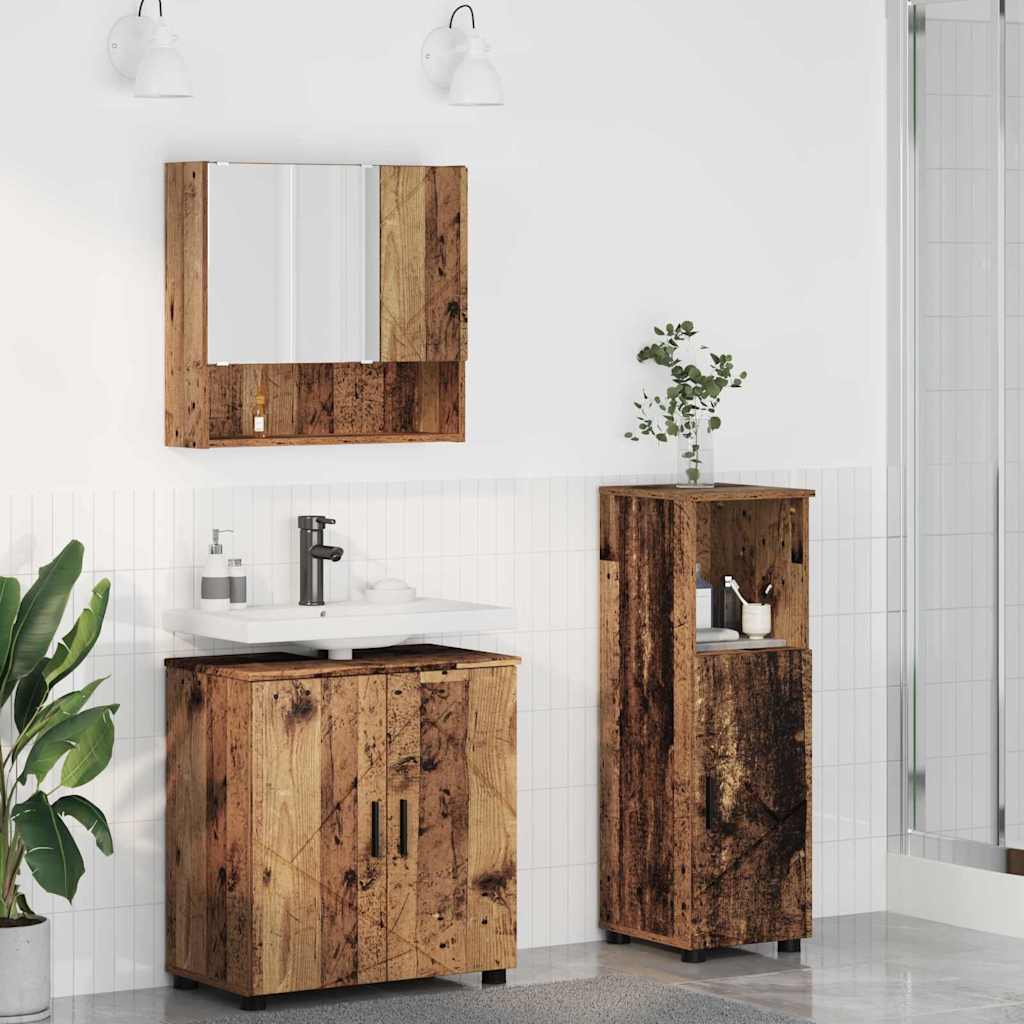 vidaXL Bathroom Furniture Set 3 pcs Old Wood 61 x 35 x 64 cm