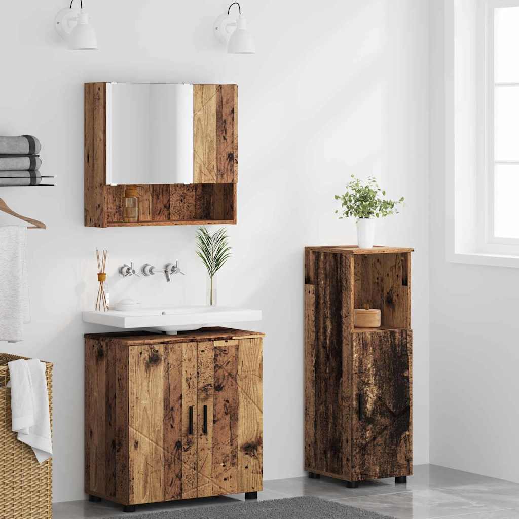 vidaXL Bathroom Furniture Set 3 pcs Old Wood 61 x 35 x 64 cm