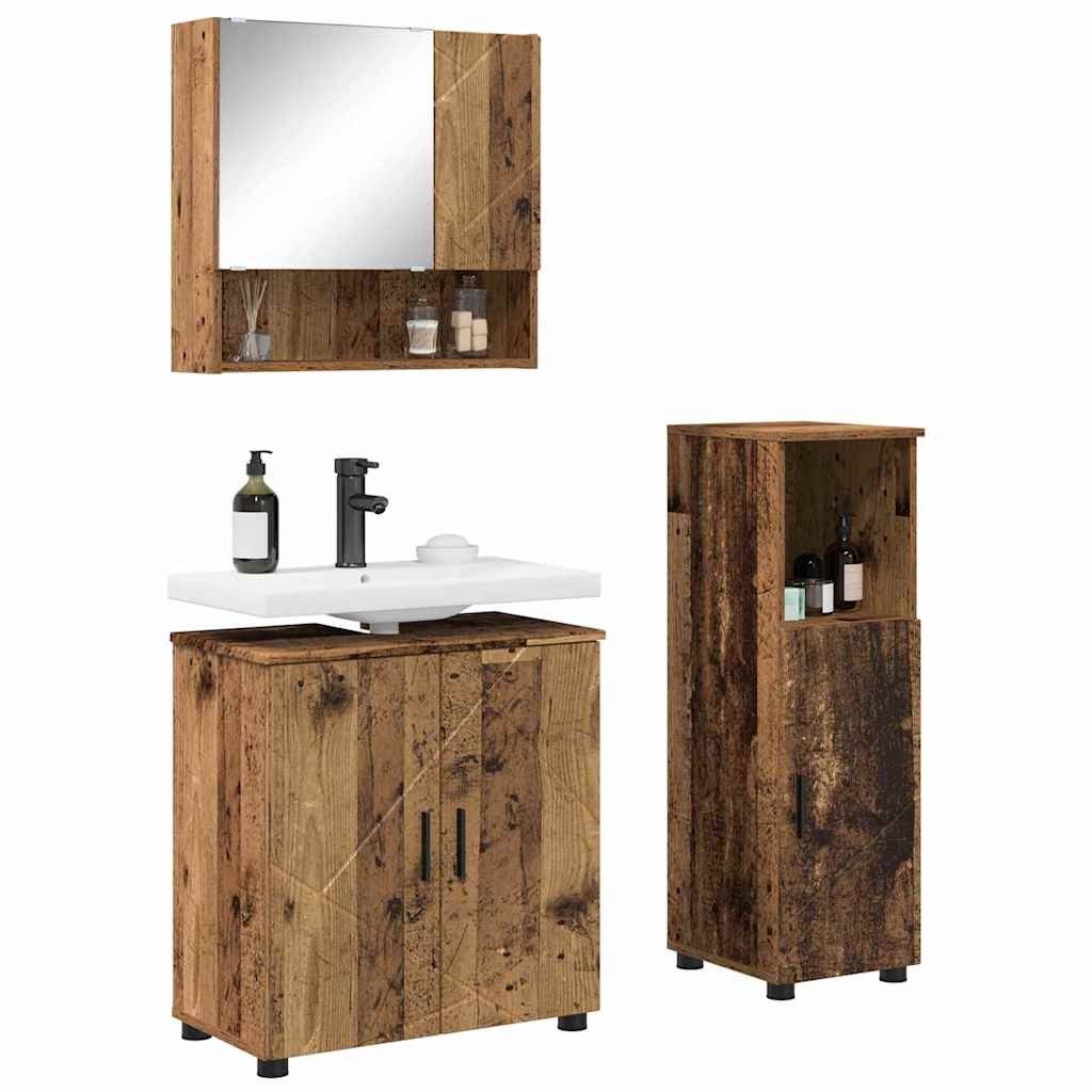 vidaXL Bathroom Furniture Set 3 pcs Old Wood 61 x 35 x 64 cm