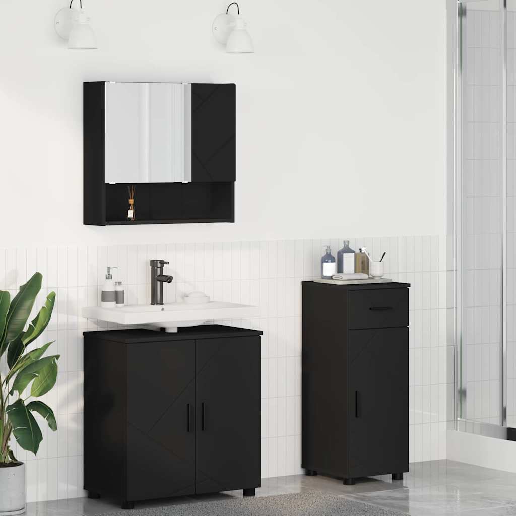 vidaXL Bathroom Furniture Set 3 pcs Black 61 x 35 x 64 cm