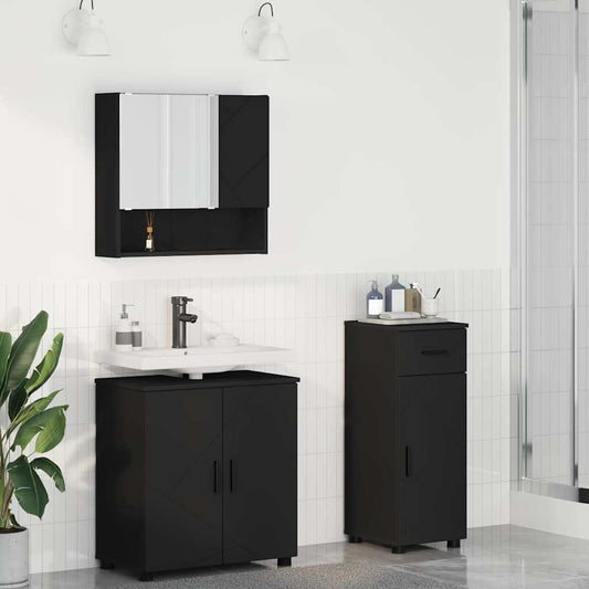 vidaXL Bathroom Furniture Set 3 pcs Black 61 x 35 x 64 cm