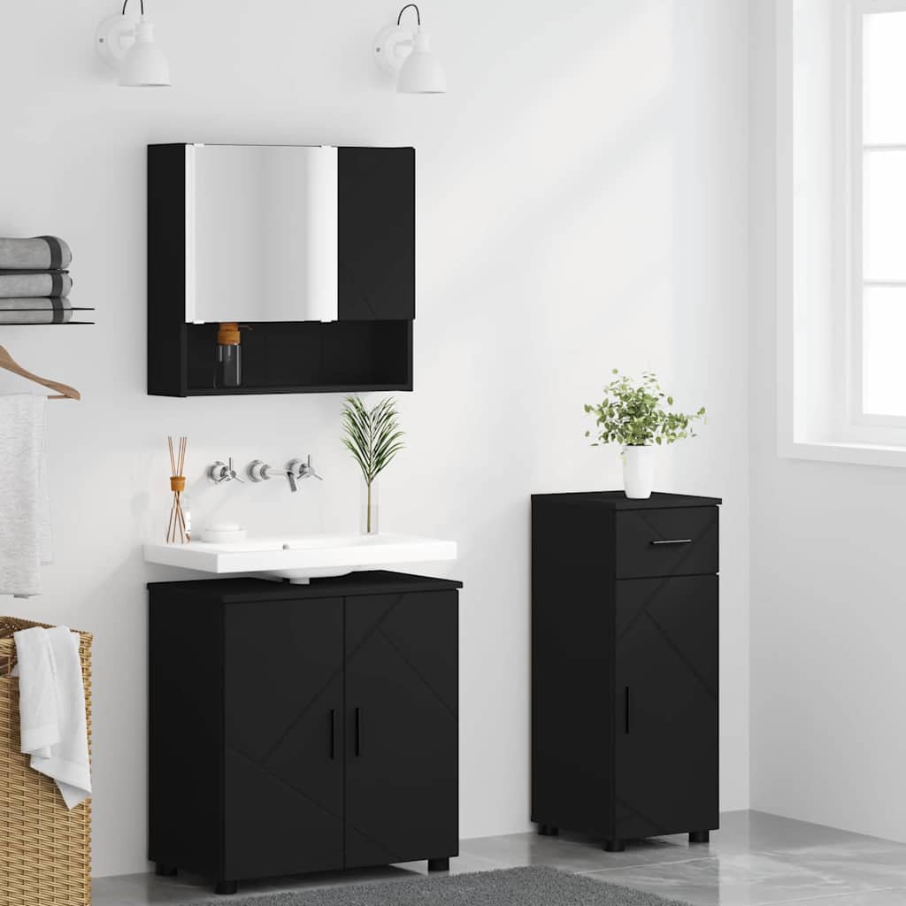 vidaXL Bathroom Furniture Set 3 pcs Black 61 x 35 x 64 cm