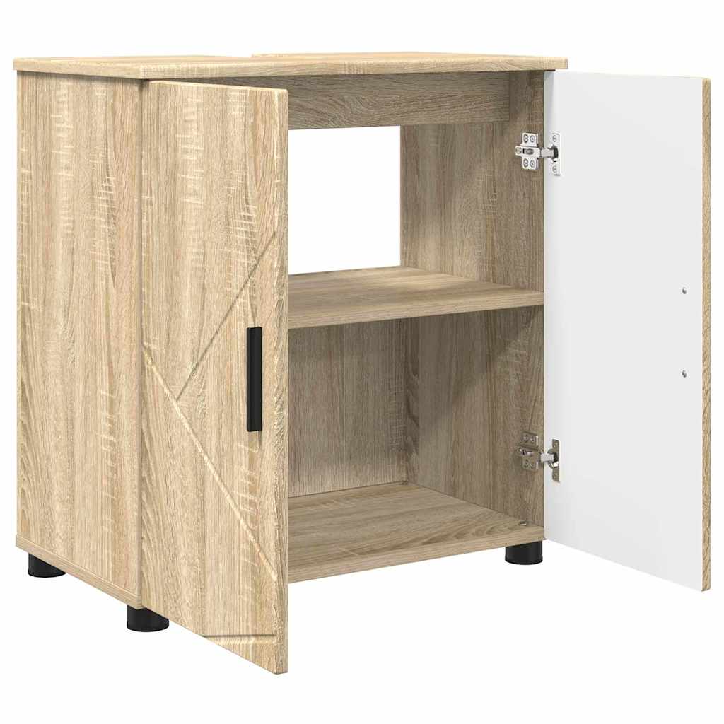 vidaXL Bathroom Furniture Set 3 pcs Sonoma Oak Engineered wood & Metal