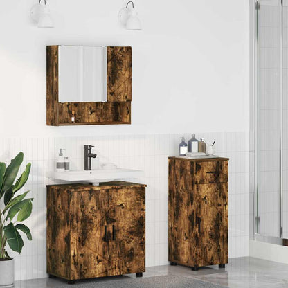 vidaXL Bathroom Furniture Set 3 pcs Smoked Oak 61 x 35 x 64 cm