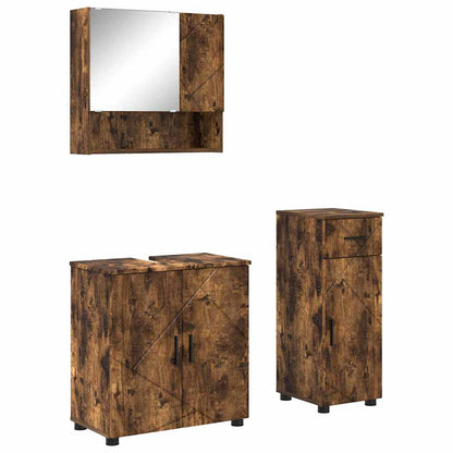 vidaXL Bathroom Furniture Set 3 pcs Smoked Oak 61 x 35 x 64 cm