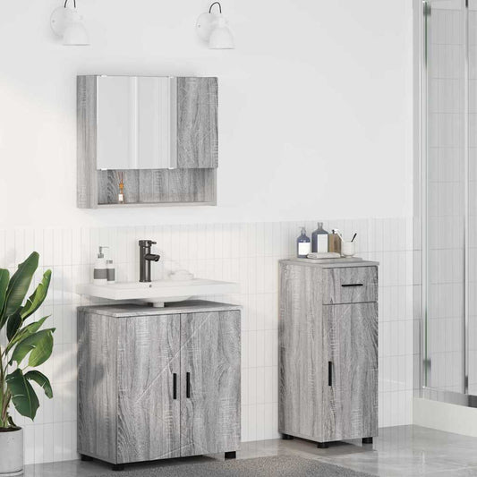 vidaXL Bathroom Furniture Set 3 pcs Grey Sonoma 61 x 35 x 64 cm