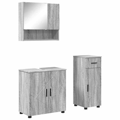 vidaXL Bathroom Furniture Set 3 pcs Grey Sonoma 61 x 35 x 64 cm