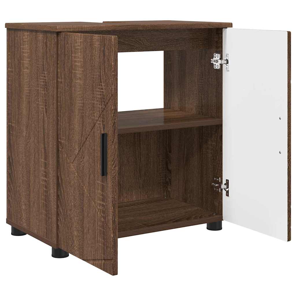 vidaXL Bathroom Furniture Set 3 pcs Brown Oak Engineered wood & Metal